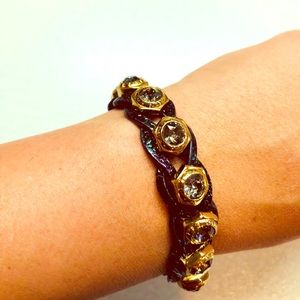 Black iridescent rivet cuff